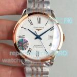 Replica Longines Record White Dial 2-Tone Watch - Swiss ETA 2892